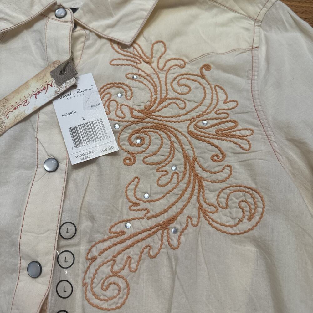 North River Outfitters Women's Western Pattern Pearl Snap LS Shirt Size Large - Picture 8 of 9